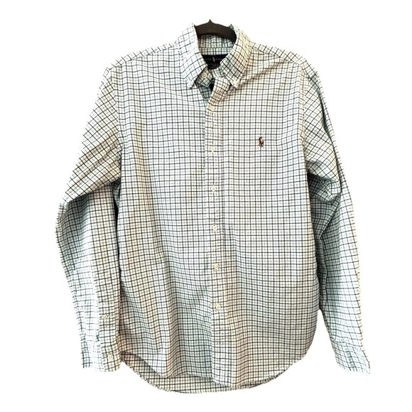 Ralph Lauren Men's Button Down Shirt Medium Cotton Slim Stretch Preppy 162 - Picture 1 of 6